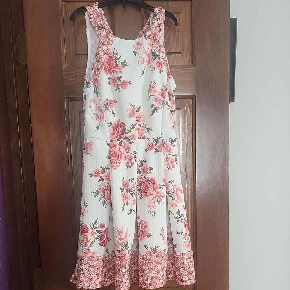 Rewind Floral White and Pink Dress